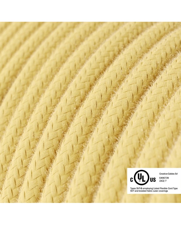 Pale Yellow Cotton covered Round electric cable - RC10