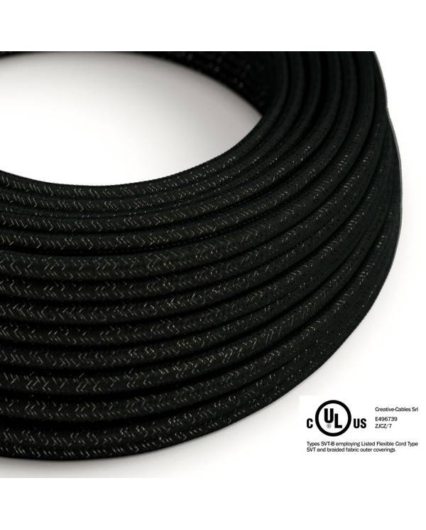 Black Glitter covered Round electric cable - RL04