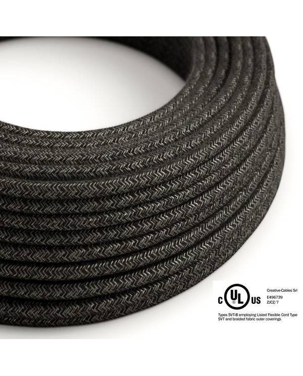 Charcoal Linen covered Round electric cable - RN03