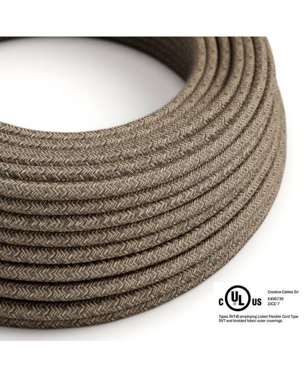 Brown Linen covered Round electric cable - RN04