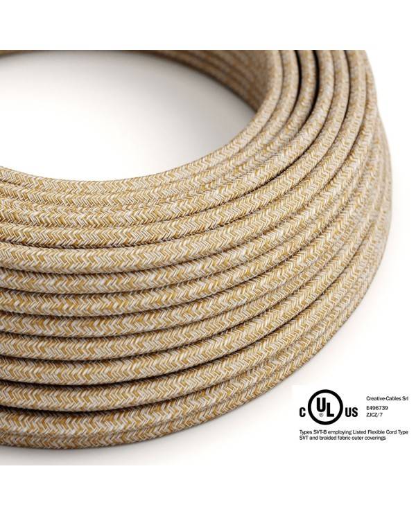 Brown Glitter Cotton & Natural Linen Tweed covered Round electric cable - RS82