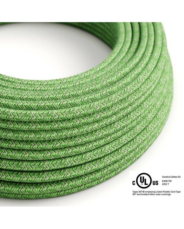 Green Cotton Tweed covered Round electric cable - RX08