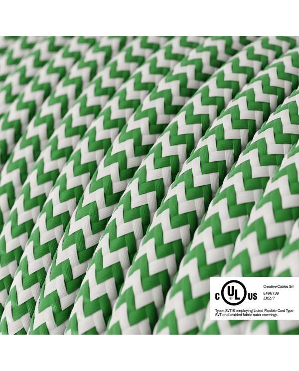 Green & White Chevron covered Round electric cable - RZ06