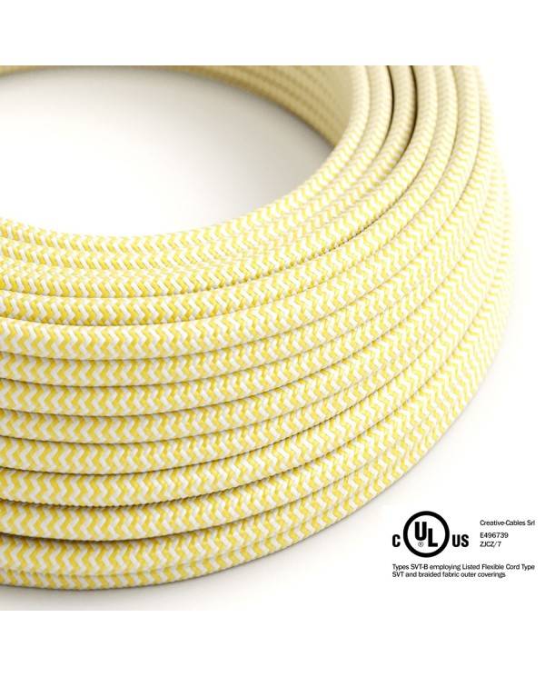 Yellow & White Chevron covered Round electric cable - RZ10