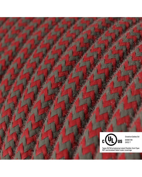 Red & Gray Cotton Chevron covered Round electric cable - RZ28