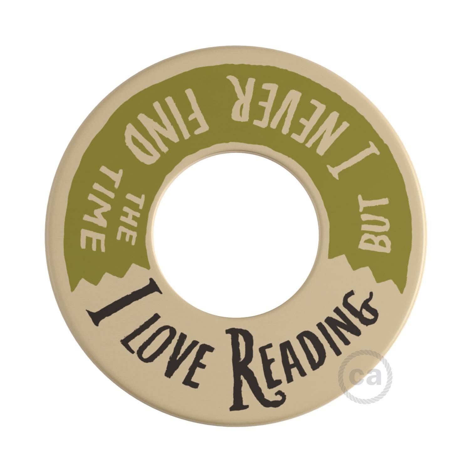 MINI-UFO: disco de madeira reversível da Coleção READING BALLSH*T, assunto 2 PAGES + LOVE READING