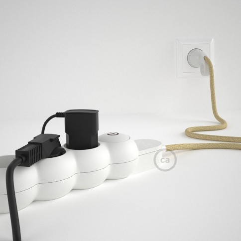 Power Strip with electrical cable covered in Jute RN06 and Schuko plug with confort ring
