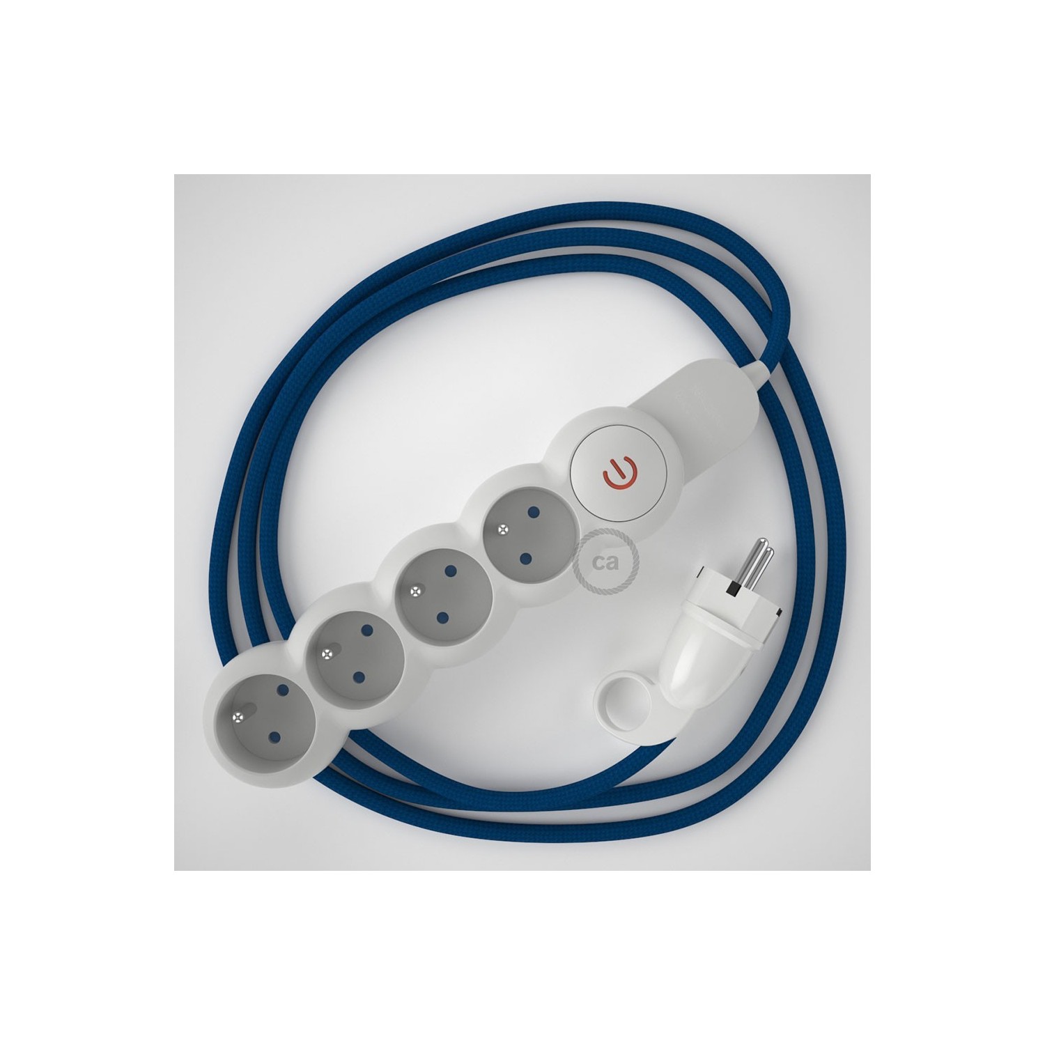 Power Strip with electrical cable covered in rayon Blue fabric RM12 and ...