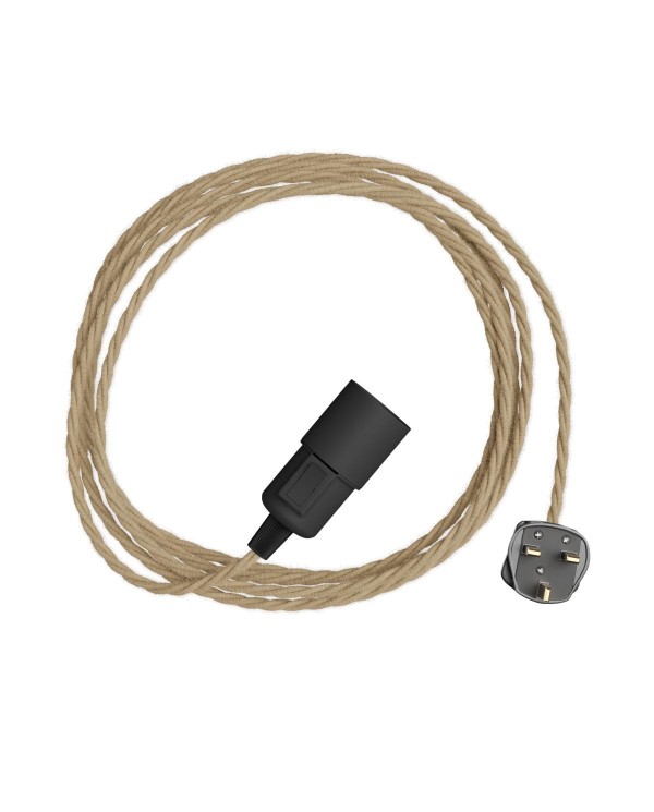 Snake Twisted - Plug-in lamp with twisted textile cable and UK plug