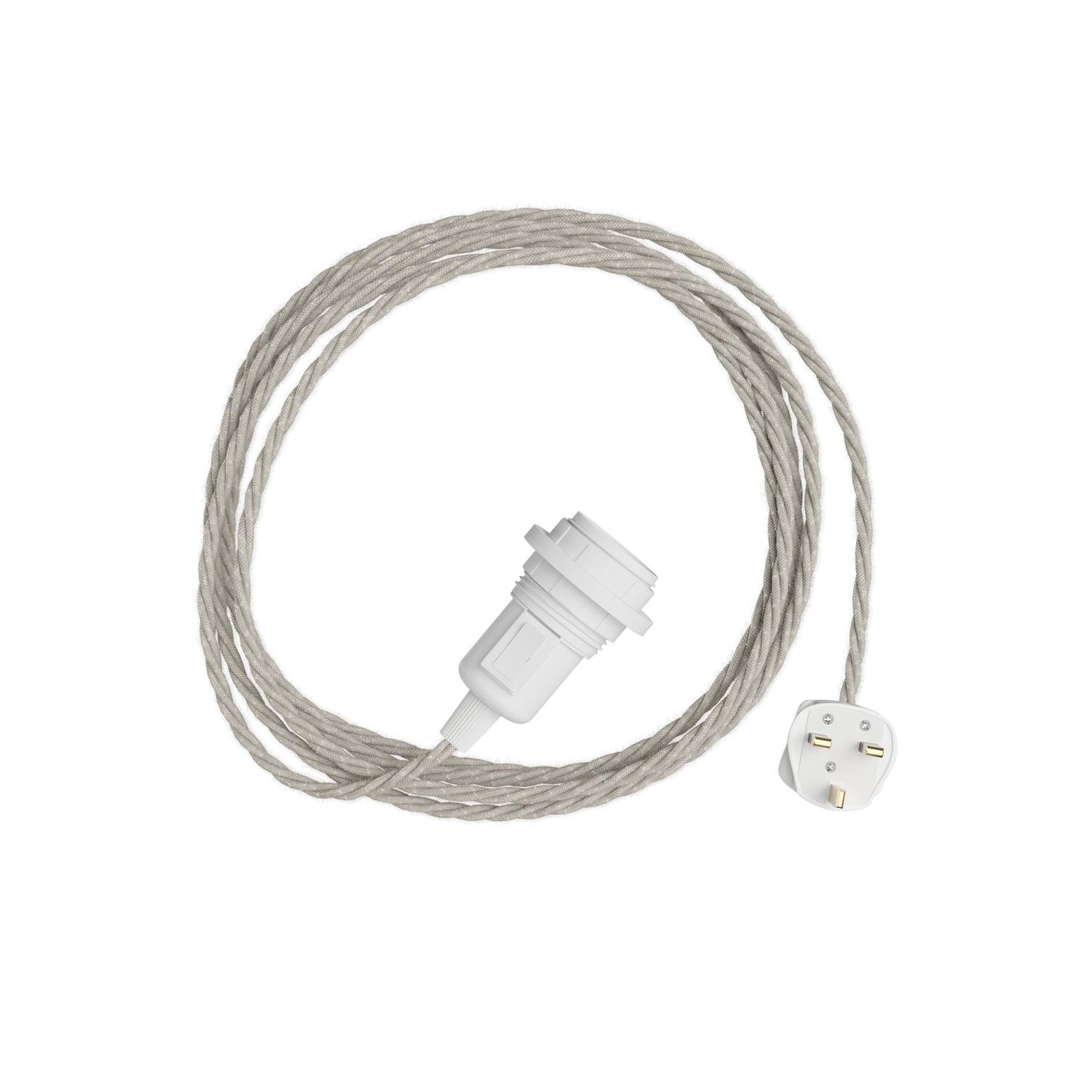 Snake Twisted for lampshade - Plug-in lamp with twisted textile cable and UK plug