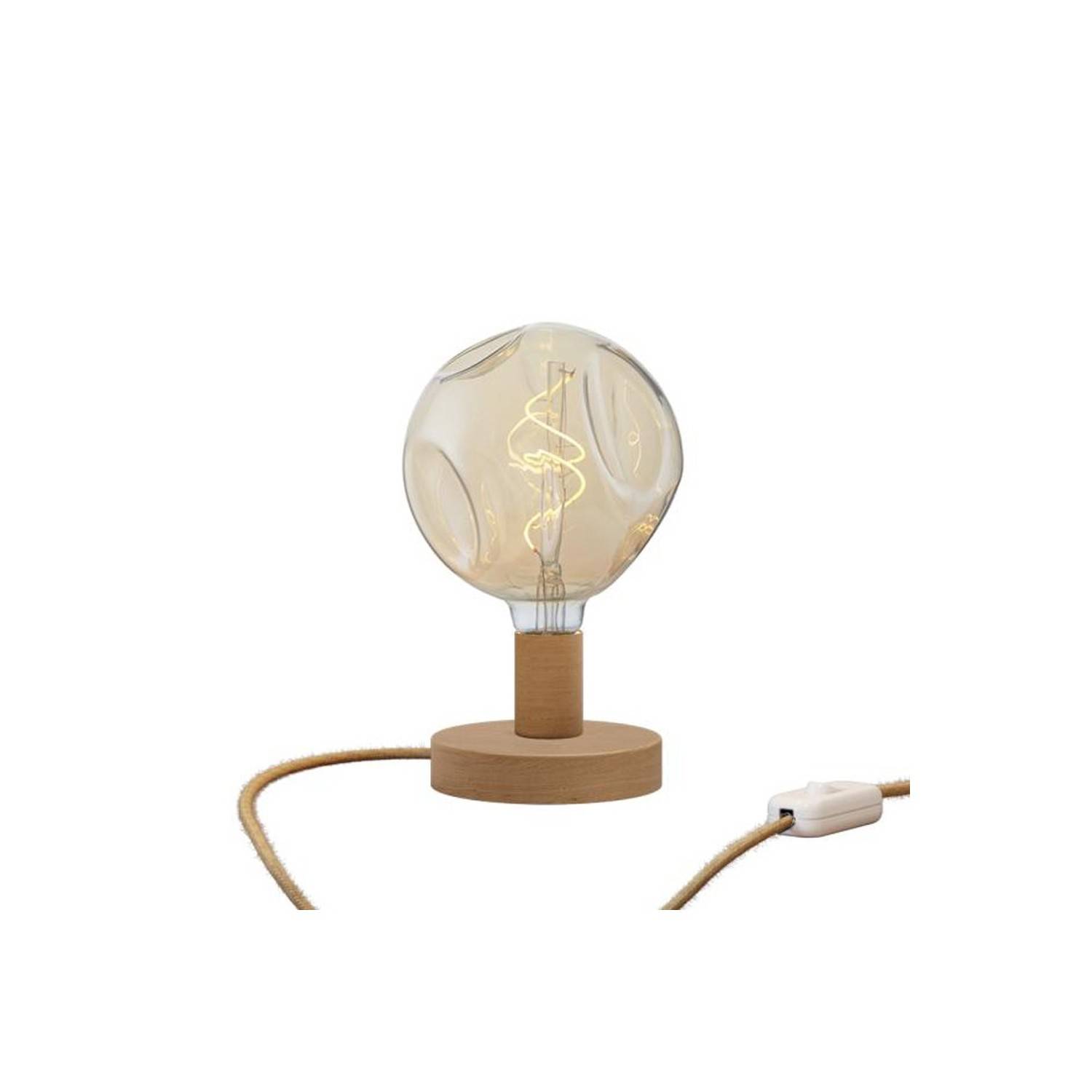 Posaluce Bumped Wooden Table Lamp with UK plug