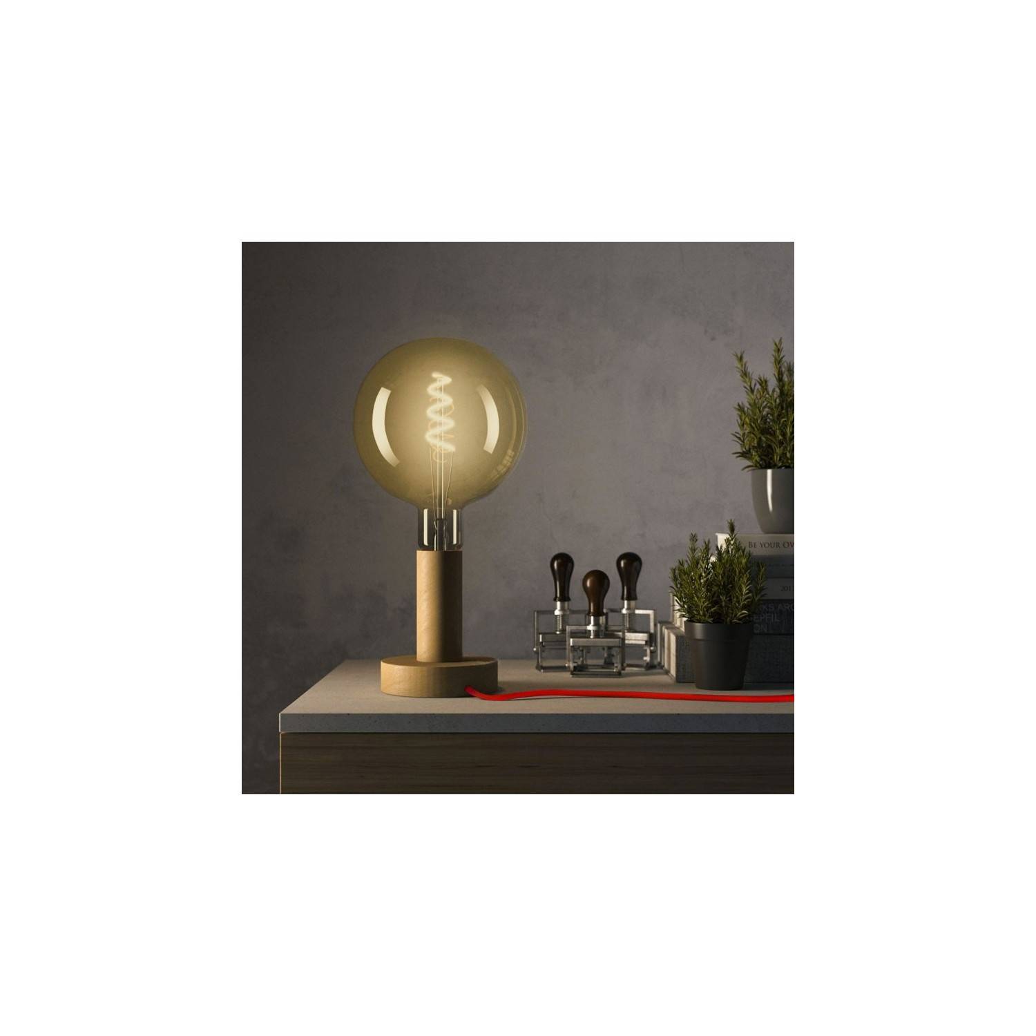 Posaluce - Large wooden Table Lamp  with UK plug