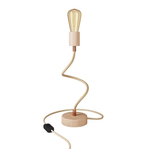 Wood adjustable table lamp with diffused lighting - Table Flex Wood with UK plug