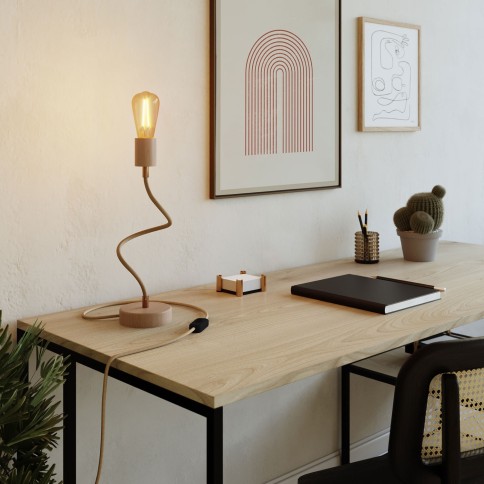 Wood adjustable table lamp with diffused lighting - Table Flex Wood with UK plug