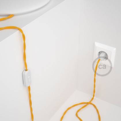 Cabo para candeeiro de mesa, TM10 Amarelo  Seda Artificial 1,80 m. Escolha a cor da ficha e do interruptor.