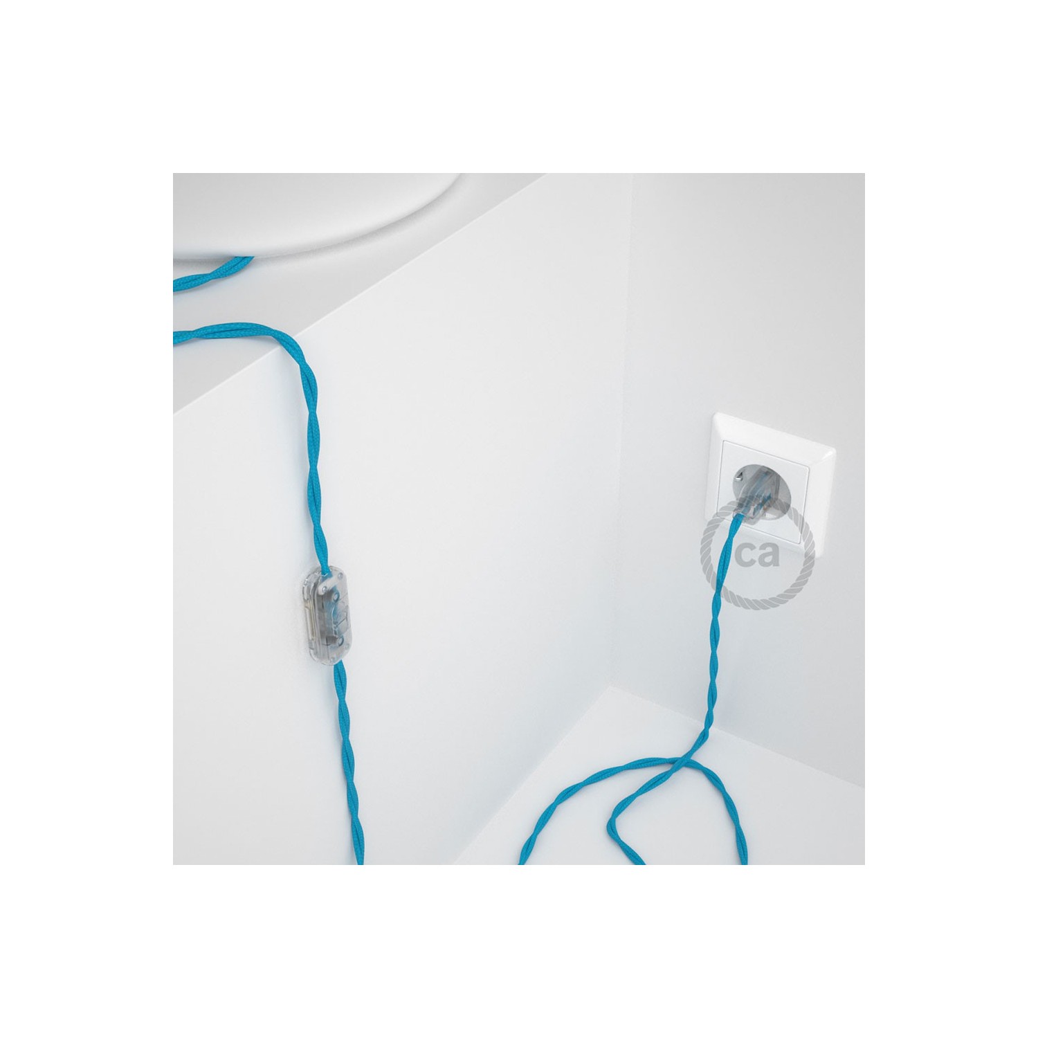 Lamp wiring, TM11 Turquoise Rayon 1,80 m. Choose the colour of the switch and plug.