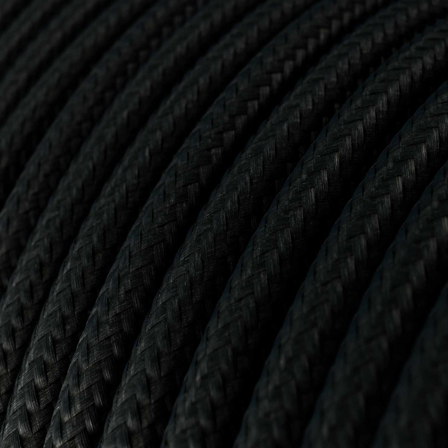 Glossy Charcoal Black Textile Cable - The Original Creative-Cables - RM04 round 2x0.75mm / 3x0.75mm