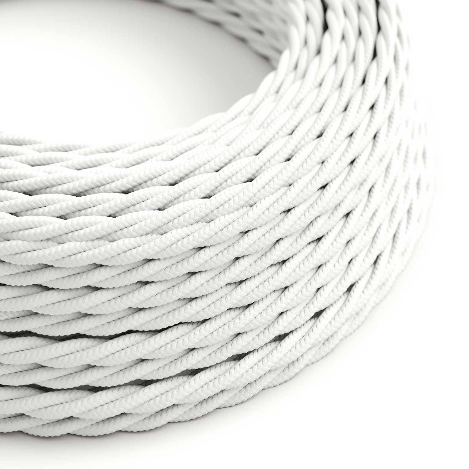 Cabo elétrico torcido com seda artificial aplicada tecido de cor sólida TM01 Branco