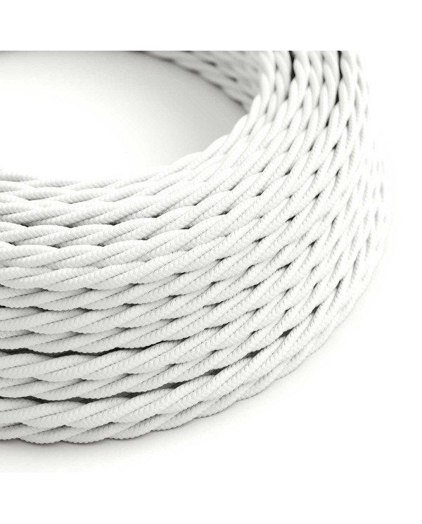 Glossy Optical White Textile Cable - The Original Creative-Cables - TM01 braided 2x0.75mm / 3x0.75mm