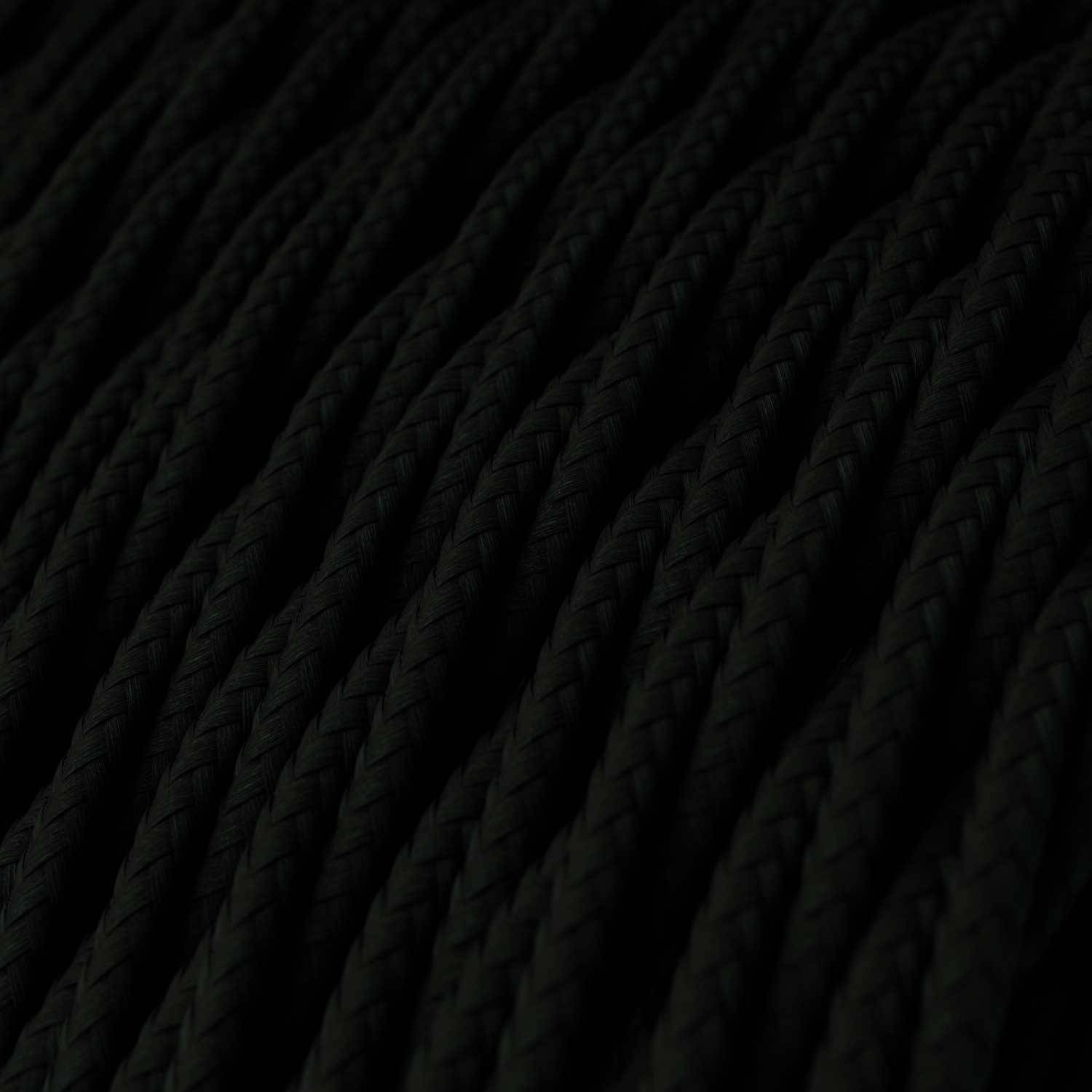 Glossy Charcoal Black Textile Cable - The Original Creative-Cables - TM04 braided 2x0.75mm / 3x0.75mm