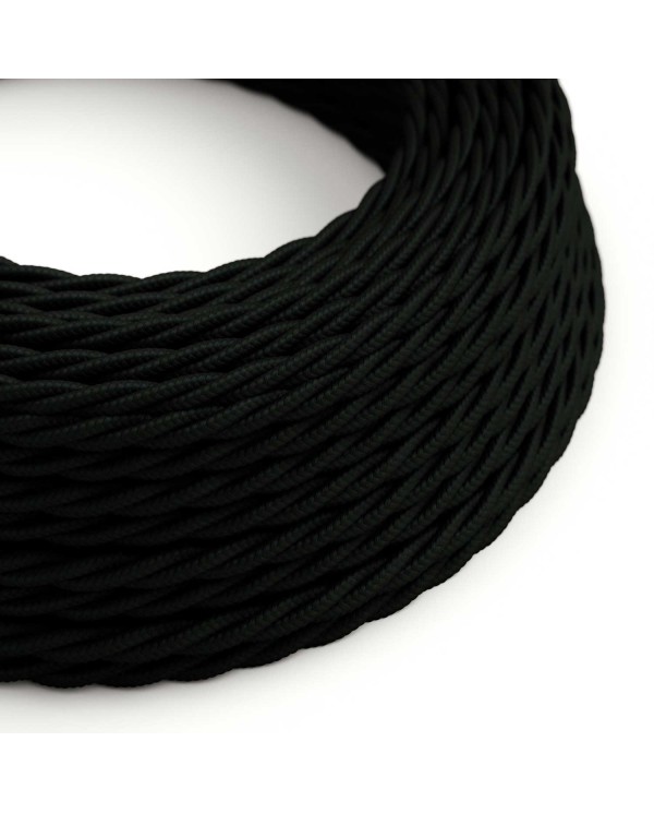 Glossy Charcoal Black Textile Cable - The Original Creative-Cables - TM04 braided 2x0.75mm / 3x0.75mm
