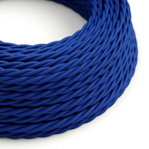Glossy Classic Blue Textile Cable - The Original Creative-Cables - TM12 braided 2x0.75mm / 3x0.75mm