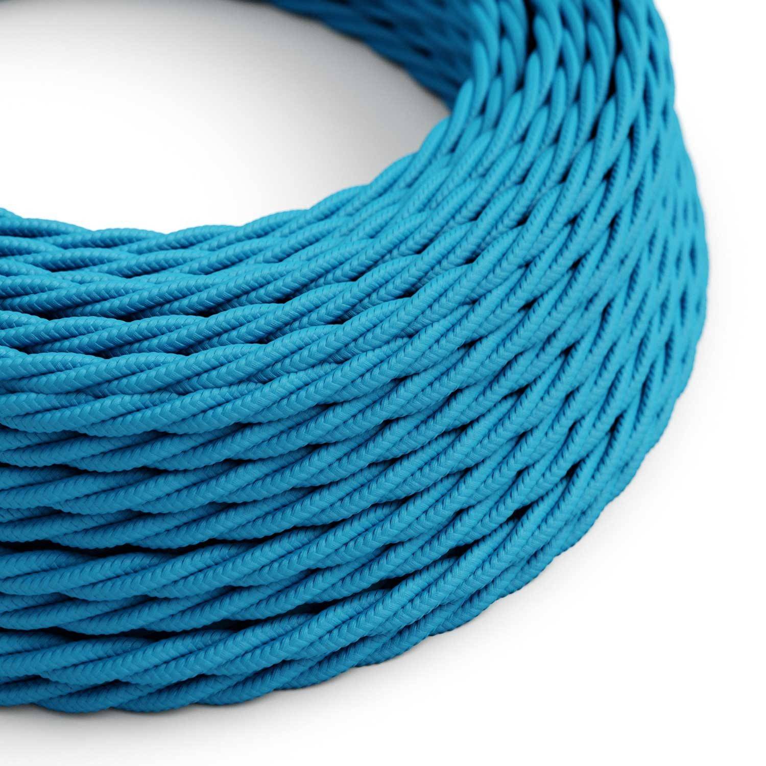 Glossy Blue Cyan Textile Cable - The Original Creative-Cables - TM11 braided 2x0.75mm / 3x0.75mm