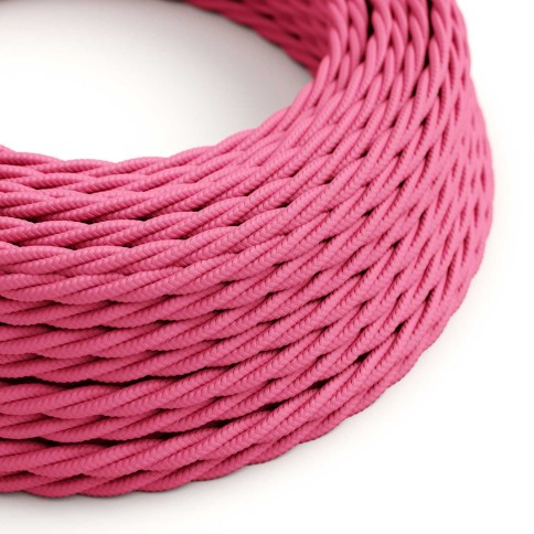 Glossy Pink Fuchsia Textile Cable - The Original Creative-Cables - TM08 braided 2x0.75mm / 3x0.75mm