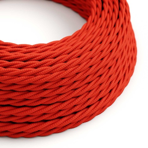 Glossy Fire Red Textile Cable - The Original Creative-Cables - TM09 braided 2x0.75mm / 3x0.75mm