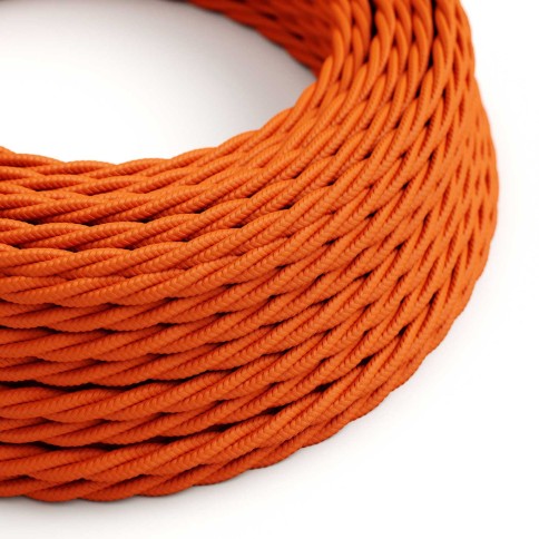 Glossy Flame Orange Textile Cable - The Original Creative-Cables - TM15 braided 2x0.75mm / 3x0.75mm