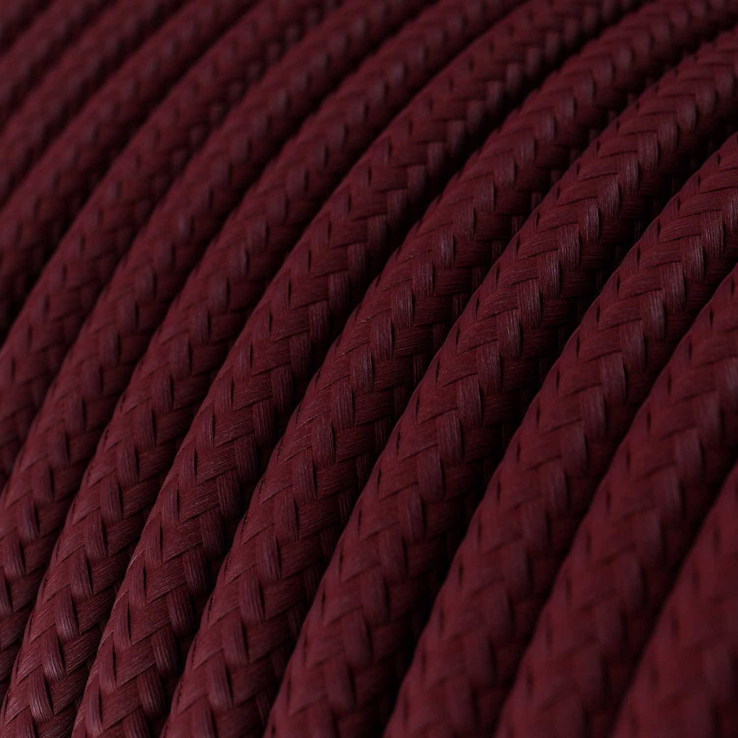Cabo elétrico redondo com seda artificial aplicada cor de tecido sólida RM19 Bordeaux