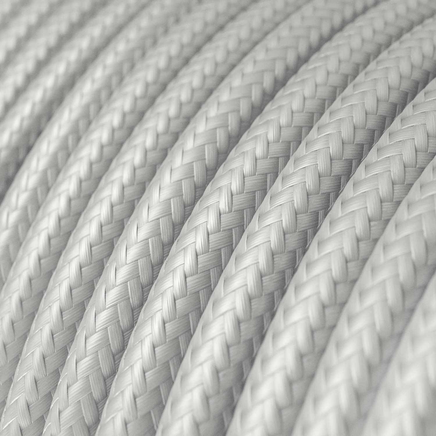 Cabo elétrico redondo com seda artificial aplicada cor de tecido sólida RM02 Prateado