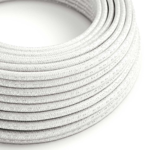 Glossy White Glitter Textile Cable - The Original Creative-Cables - RL01 round 2x0.75mm / 3x0.75mm