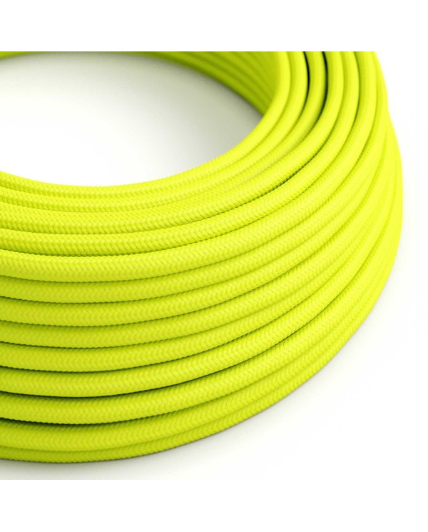 Glossy Fluo Yellow Textile Cable - The Original Creative-Cables - RF10 Round 2x0.75mm / 3x0.75mm
