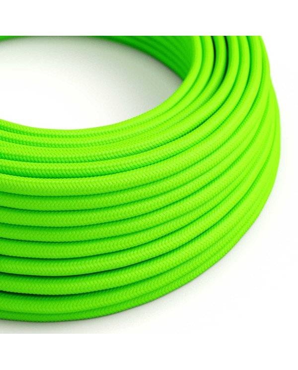 Glossy Fluo Green Textile Cable - The Original Creative-Cables - RF06 Round 2x0.75mm / 3x0.75mm