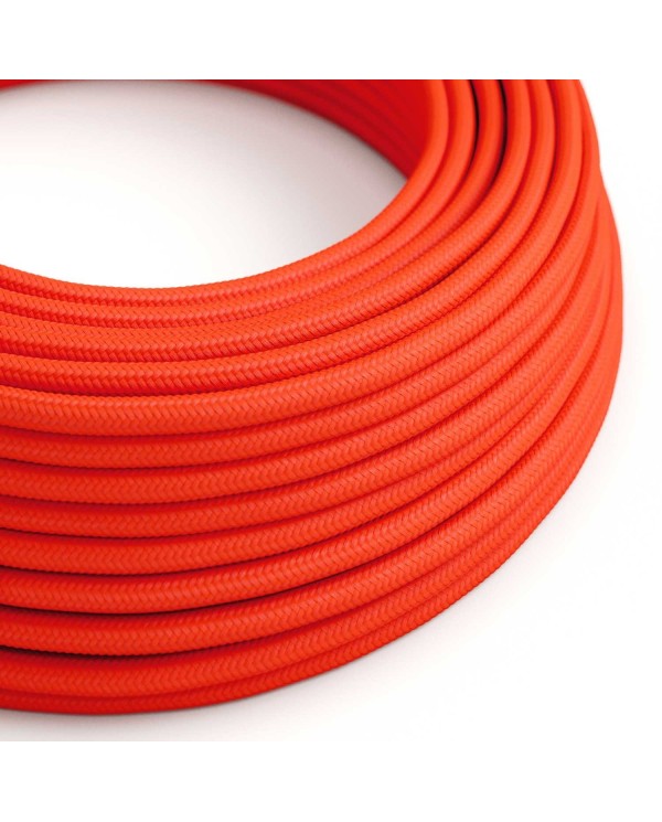 Glossy Fluo Orange Textile Cable - The Original Creative-Cables - RF15 Round 2x0.75mm / 3x0.75mm