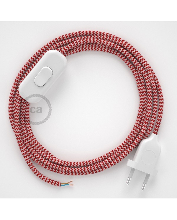 Lamp wiring, RZ09 Red ZigZag Rayon 1,80 m. Choose the colour of the switch and plug.