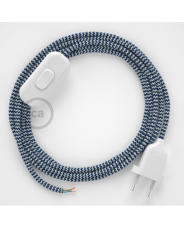 Lamp wiring, RZ12 Blue ZigZag Rayon 1,80 m. Choose the colour of the switch and plug.