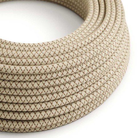 Bark and Beige Criss-Cross Textile Cable - The Original Creative-Cables - RD63 round 2x0.75mm / 3x0.75mm