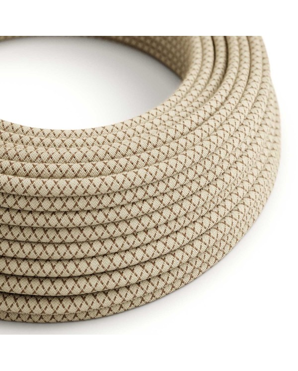 Bark and Beige Criss-Cross Textile Cable - The Original Creative-Cables - RD63 round 2x0.75mm / 3x0.75mm