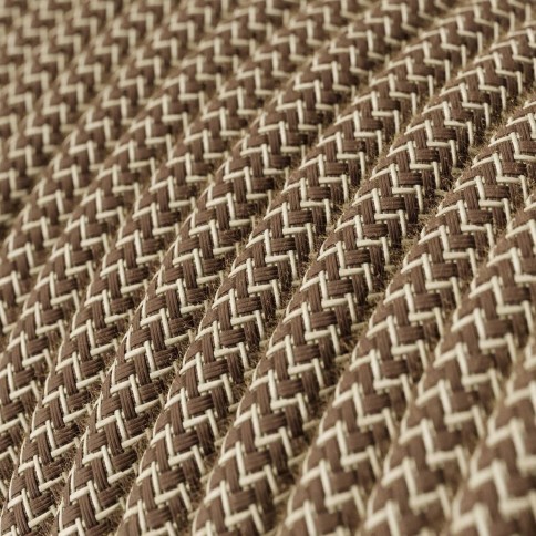 Bark and Beige ZigZag Textile Cable - The Original Creative-Cables - RD73 round 2x0.75mm / 3x0.75mm