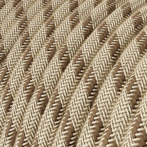 Bark and Beige Stripe Textile Cable - The Original Creative-Cables - RD53 round 2x0.75mm / 3x0.75mm