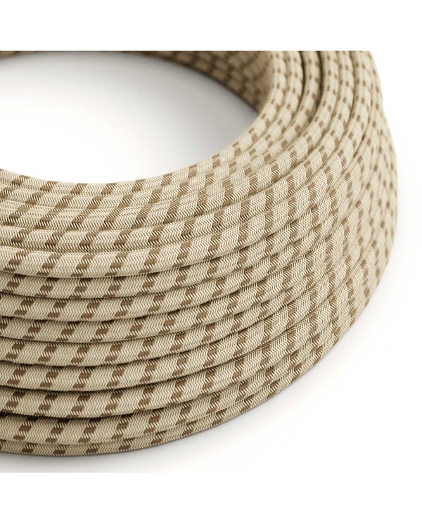 Bark and Beige Stripe Textile Cable - The Original Creative-Cables - RD53 round 2x0.75mm / 3x0.75mm