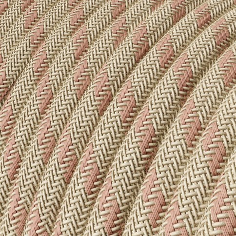 Antique Pink and Beige Stripe Textile Cable - The Original Creative-Cables - RD51 round 2x0.75mm / 3x0.75mm