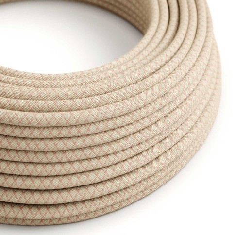Antique Pink and Beige Criss-Cross Textile Cable - The Original Creative-Cables - RD61 round 2x0.75mm / 3x0.75mm