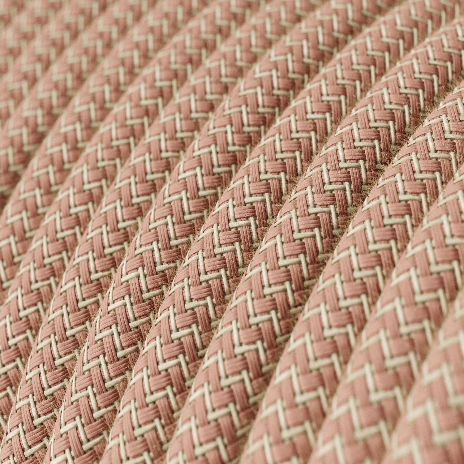 Antique Pink and Beige ZigZag Textile Cable - The Original Creative-Cables - RD71 round 2x0.75mm / 3x0.75mm