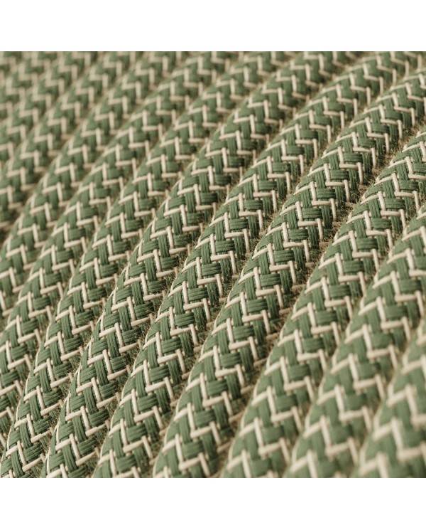 Green Thyme and Beige ZigZag Textile Cable - The Original Creative-Cables - RD72 round 2x0.75mm / 3x0.75mm