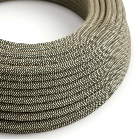 Anthracite Grey and Beige ZigZag Textile Cable - The Original Creative-Cables - RD74 round 2x0.75mm / 3x0.75mm