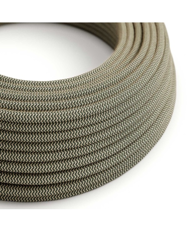 Anthracite Grey and Beige ZigZag Textile Cable - The Original Creative-Cables - RD74 round 2x0.75mm / 3x0.75mm