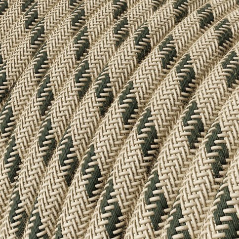 Anthracite Grey and Beige Stripe Textile Cable - The Original Creative-Cables - RD54 round 2x0.75mm / 3x0.75mm